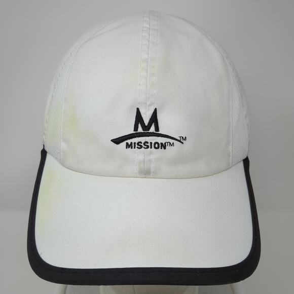 Mission Strapback Hat Solid White One Size Embroidered 6 Panel Outdoor - Picture 2 of 9